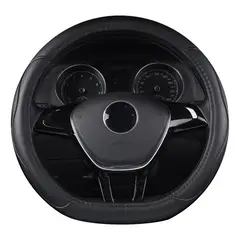 KUANGYE - Funda Cubre Volante Tipo D Negro Eco Cuero Antideslizante