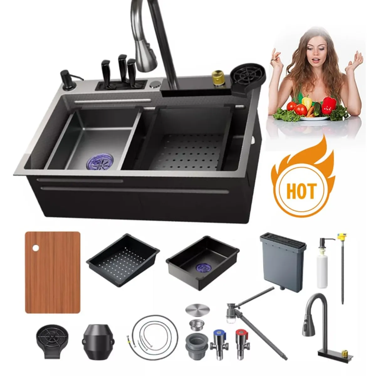 KUANGYE - Lavaplatos Empotrado 304 Lavaplato Acero Inoxidable 68x45