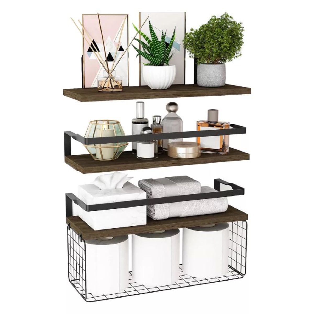 KUANGYE - Repisas Flotantes Para Montaje En Pared Kit X3 Estantes
