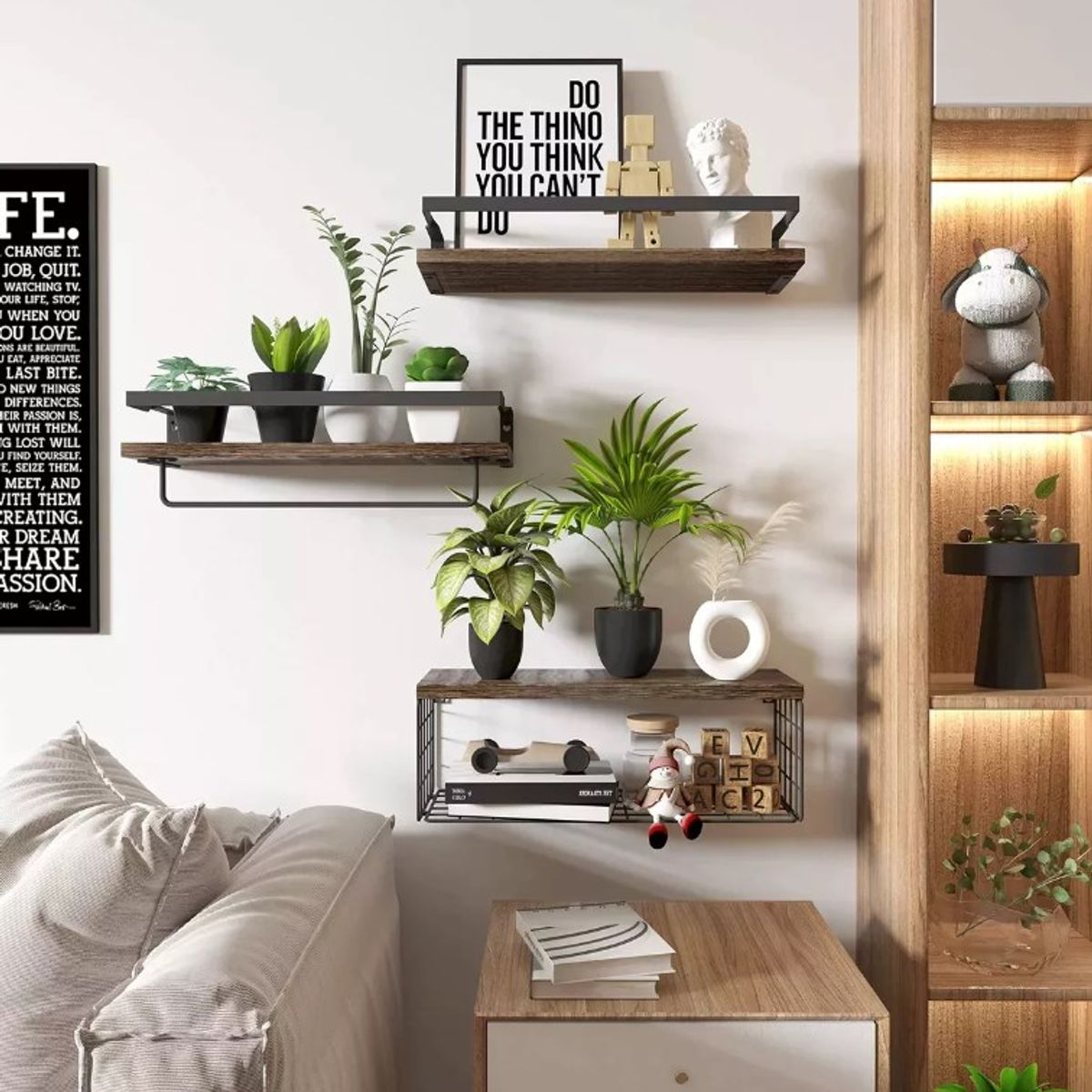 KUANGYE - Repisas Flotantes Para Montaje En Pared Kit X3 Estantes