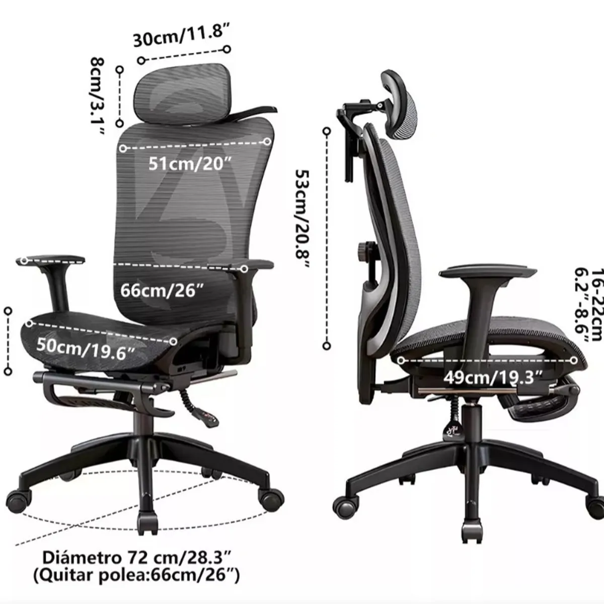 KUANGYE - Silla Ejecutivo De Escritorio Oficina Reclinable Con Apoya