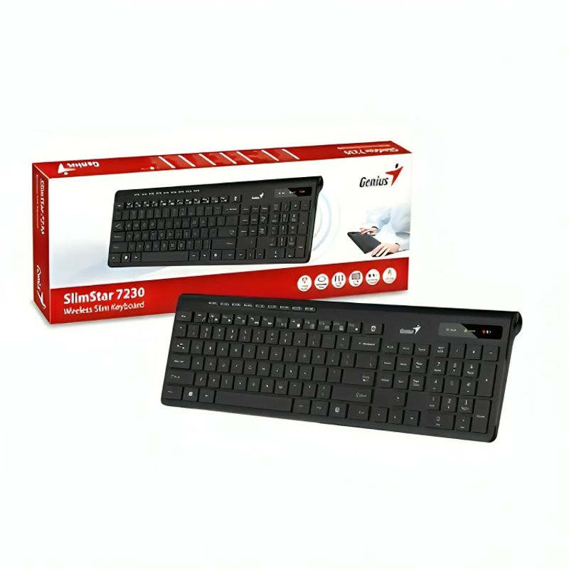 GENIUS - TECLADO ESP WIRELESS SLIMSTAR 7230 ERGONOM 9 KEYS BOTON