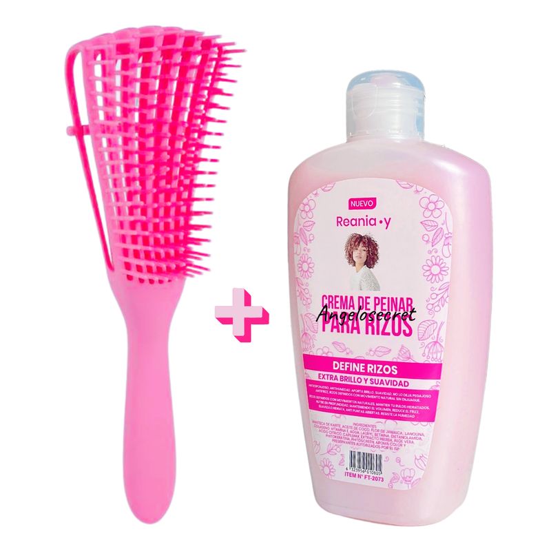 GENERICO - Crema Para Peinar Rizos Definidos + Cepillo Antifrizz
