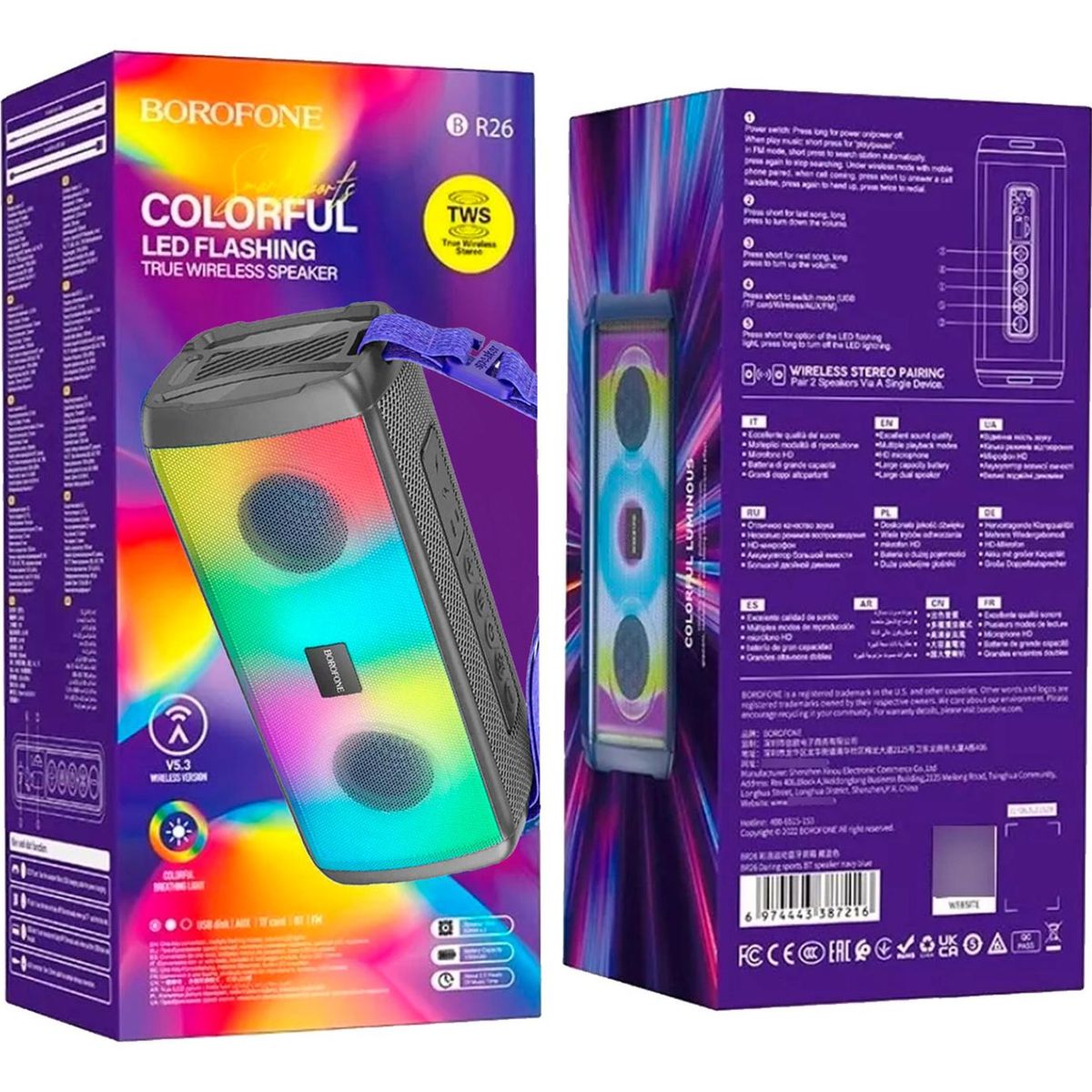 BOROFONE - PARLANTE BOROFONE BR26 GRIS BT