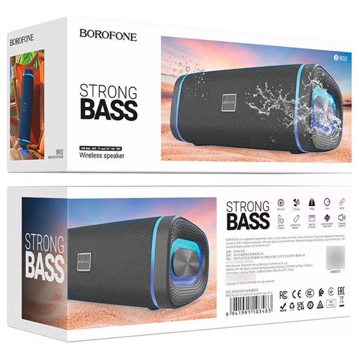 ELECTROPC - PARLANTE BOROFONE BR32 NEGRO BT