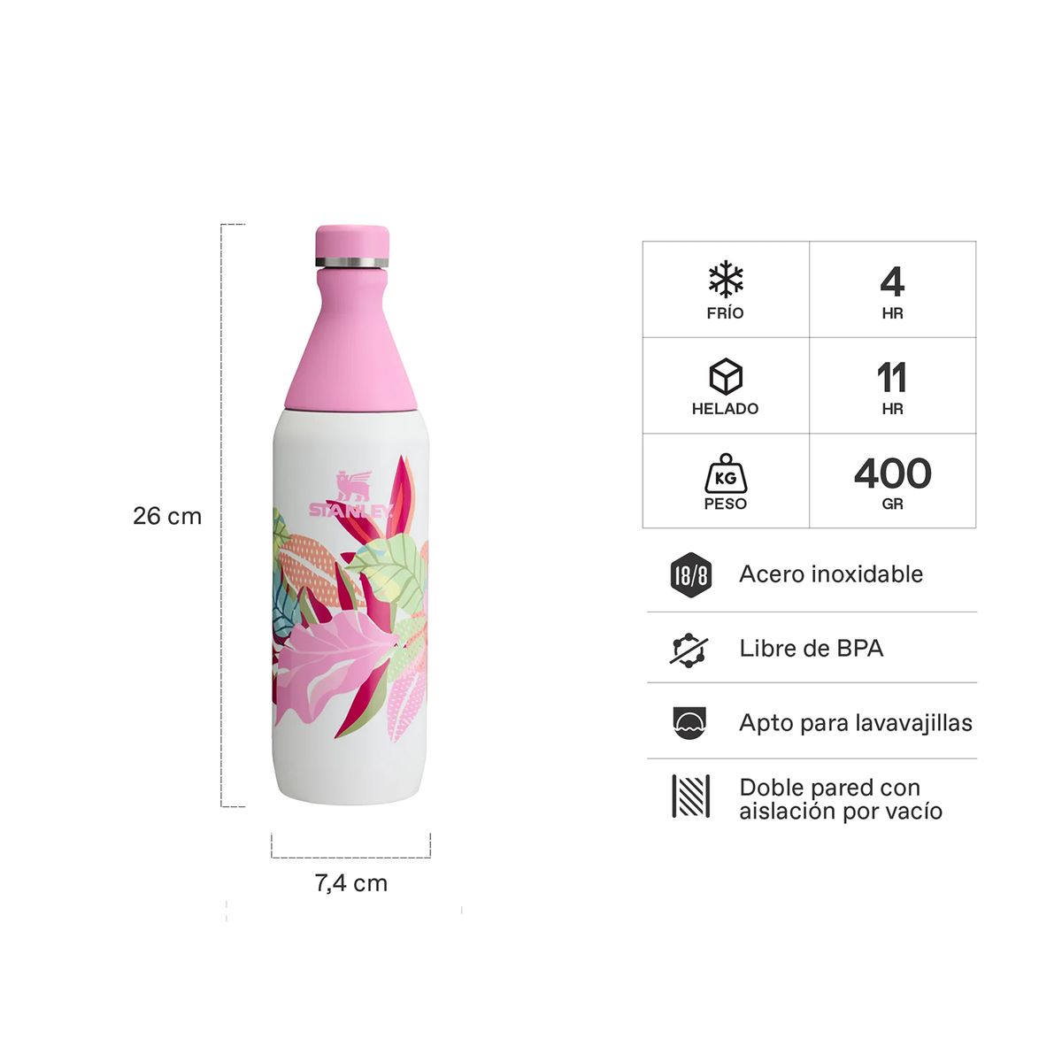 STANLEY - Botella Térmica All Day Slim Frost Tropic - 591 ml