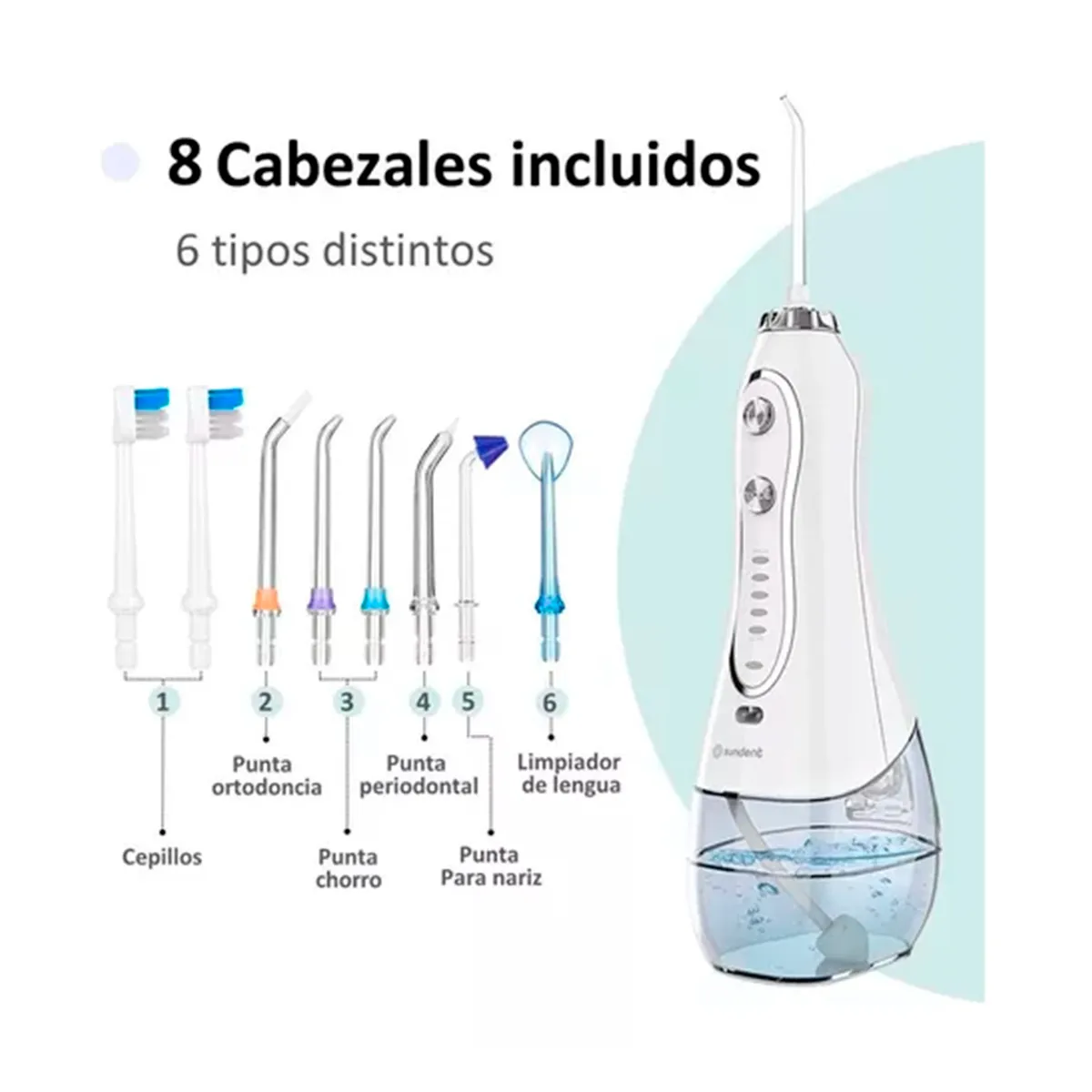 GENERICO - Irrigador Dental Recargable Sundent Limpieza Bucal + Set Acc.