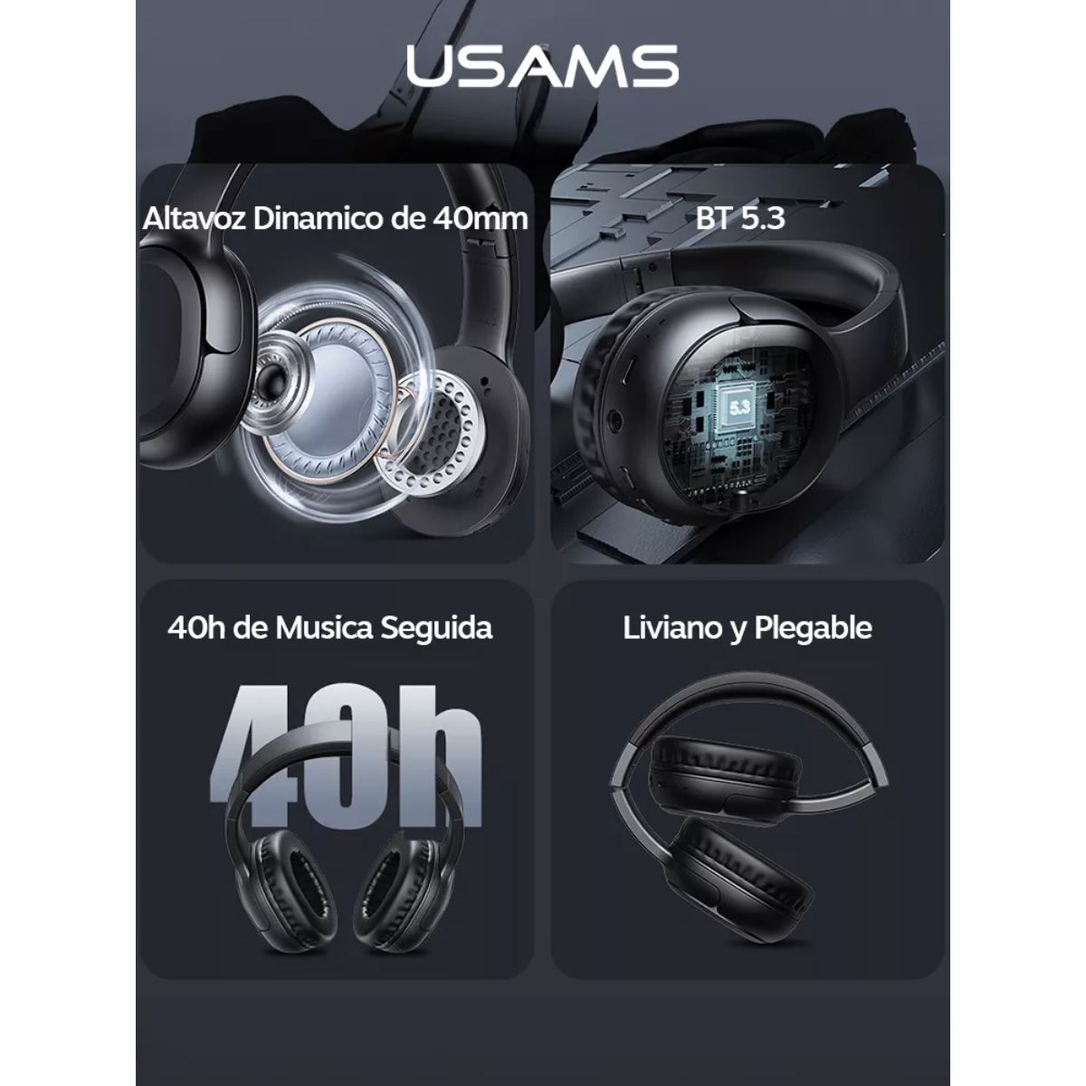 USAMS - Audifonos Bluetooth Inalambricos Headset Usams Yg23 Ligero Beige