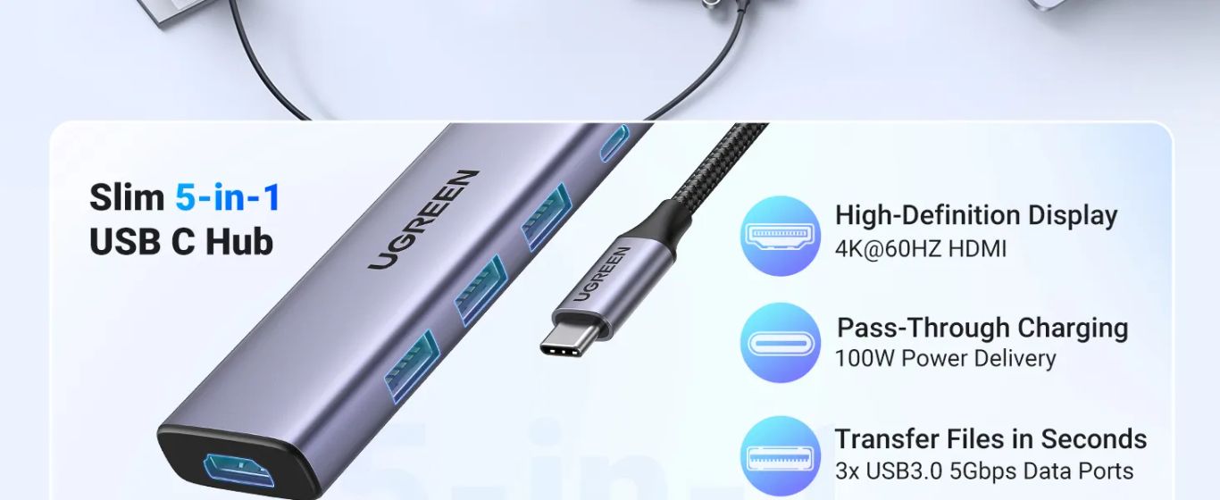MULTIPUERTO USB-C 1HDMI 4K60HZ + 3USB 30 + INUSB-C PD CM511