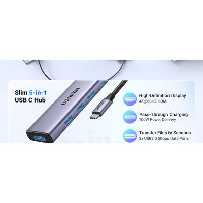 Imagen 2 del producto MULTIPUERTO USB-C 1HDMI 4K60HZ + 3USB 30 + INUSB-C PD CM511