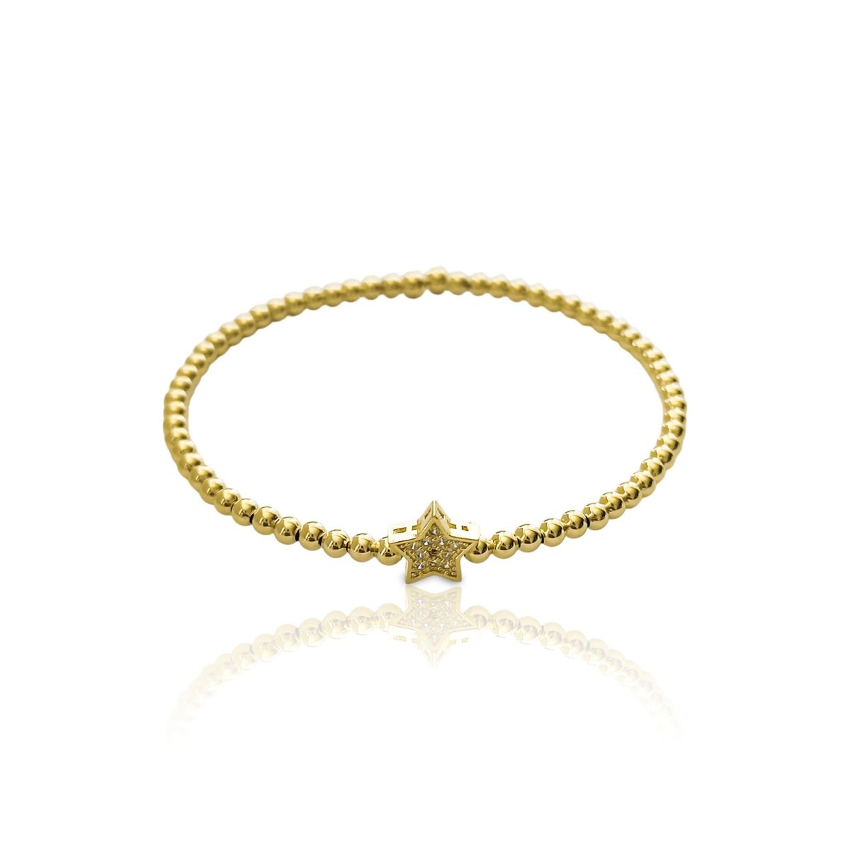 COGGIOLA - Pulsera Esclava Estrella Circón Bolitas Enchapado Oro 18K