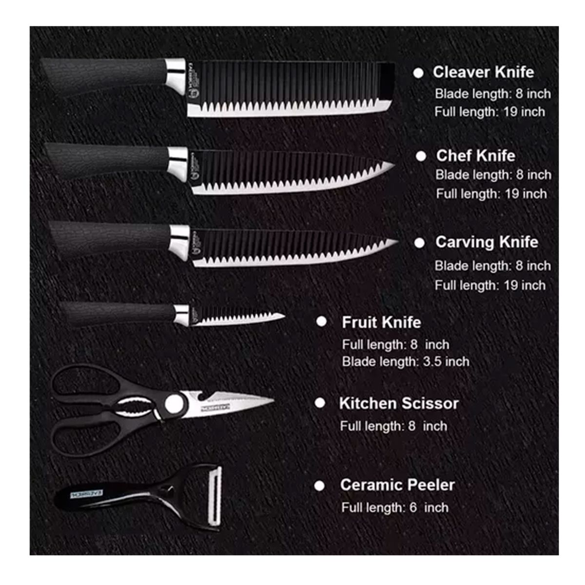 GENERICO - Set De Cuchillos Cocina Mango Antirresbalante 6 Pcs