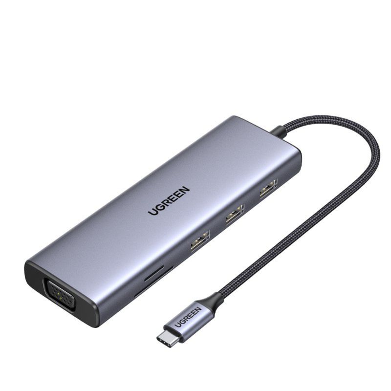 UGREEN - MULTIPUERTO USB-C  1HDMI 4K60HZ + 1VGA 1080P + 3USB 30 + RJ45 GIGABIT