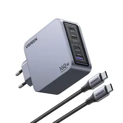 UGREEN - CARGADOR GAN TECH FAST SLIM 160W 3 USB-C 1 USB-A  + CABLE USB-CUSB-C