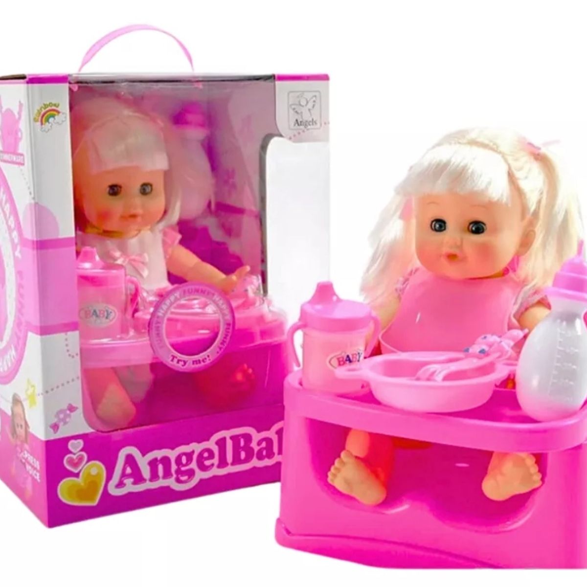 GENERICO - Muñeca Bebé Interactiva Con Silla De Comer Y Accesorios