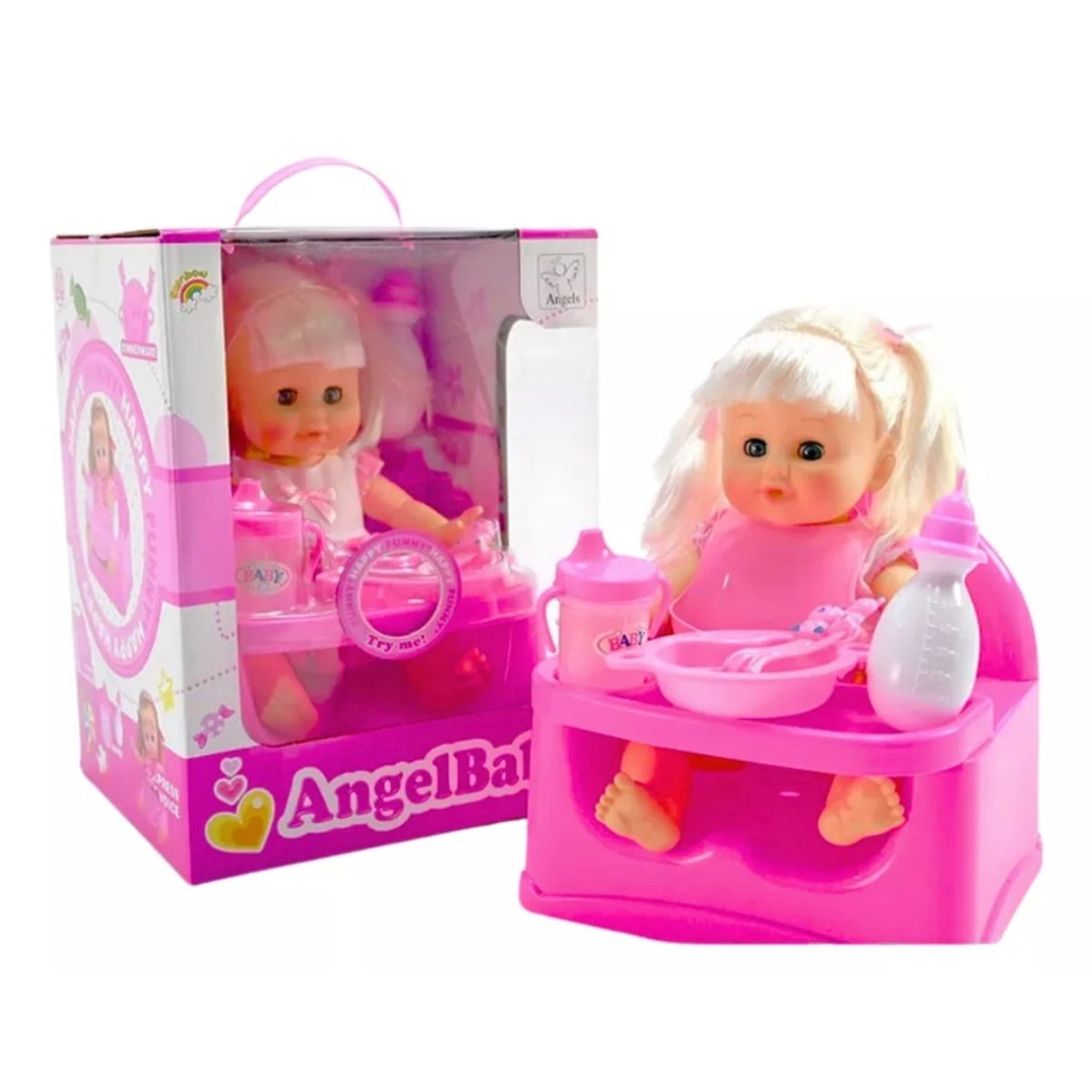 GENERICO - Muñeca Bebé Interactiva Con Silla De Comer Y Accesorios