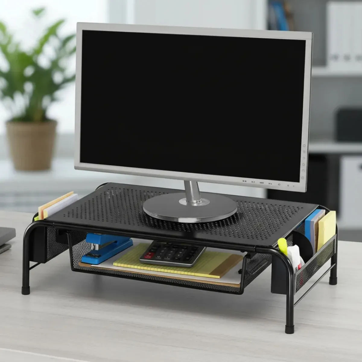 NEWO - Base Monitor escritorio con organizador lateral