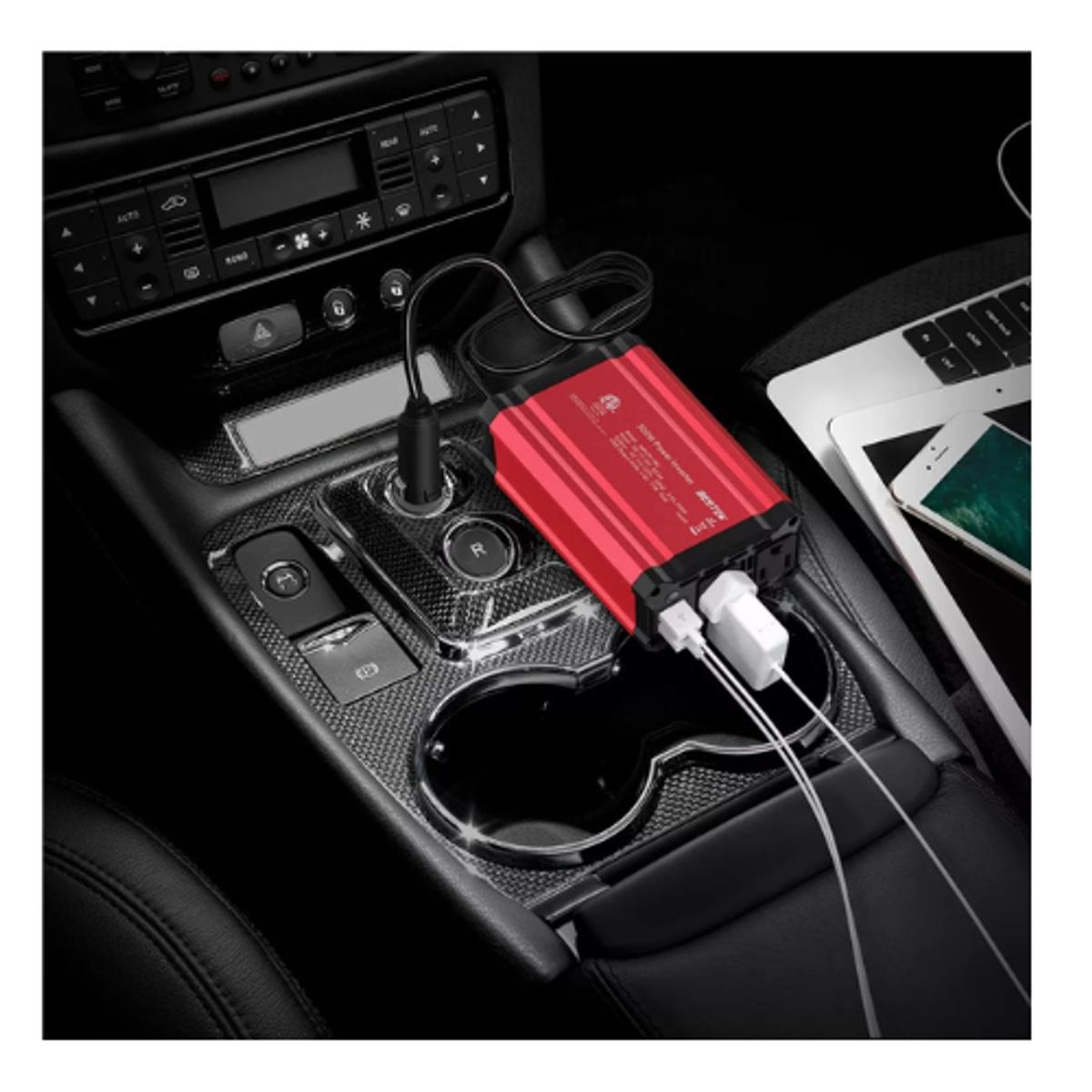 GENERICO - Inversor Voltaje Corriente 12v a 220v Auto Portátil 300W