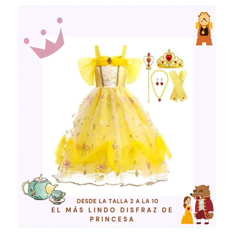 GENERICO - Disfraz Princesa Premium Amarillo incluye Accesorios T4