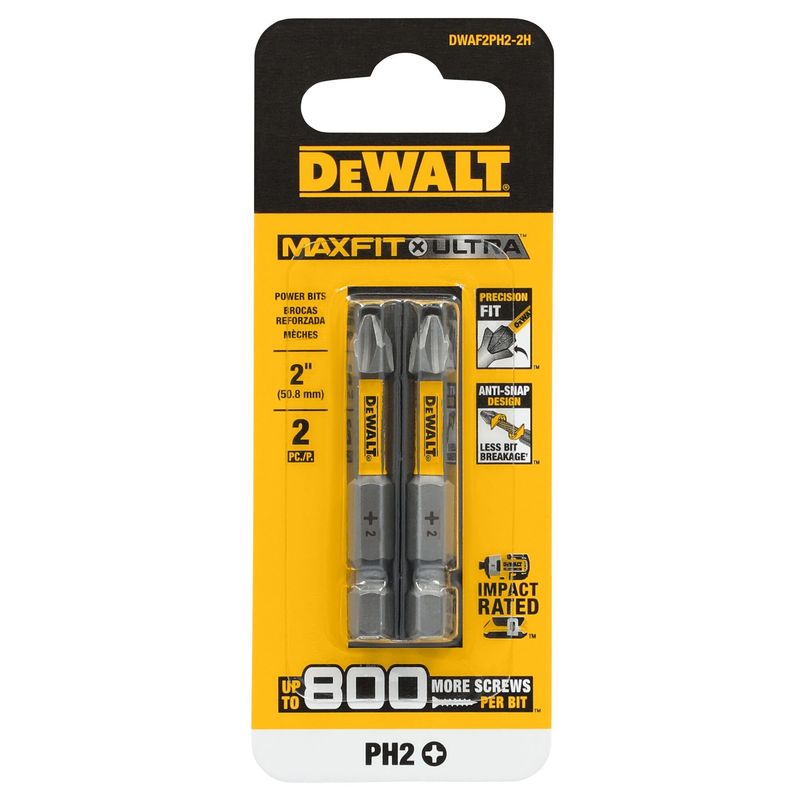 DEWALT - Set 2 brocas Phillips 2” N°2 MAXFIT DEWALT DWAF2PH2-2H