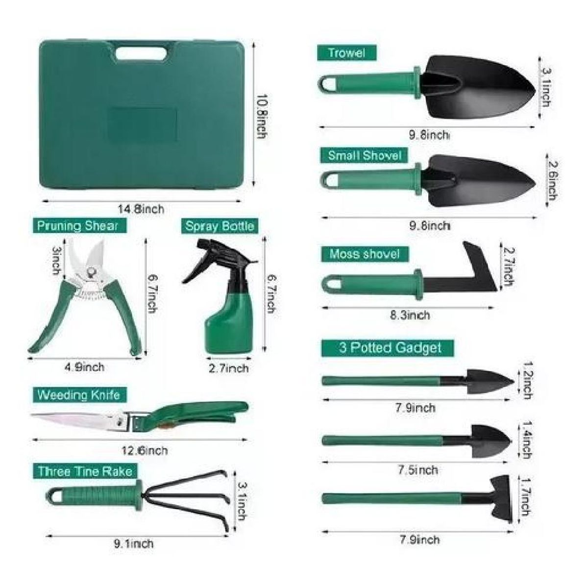 GENERICO - Set de jardinería con herramientas rastrillo y tijeras