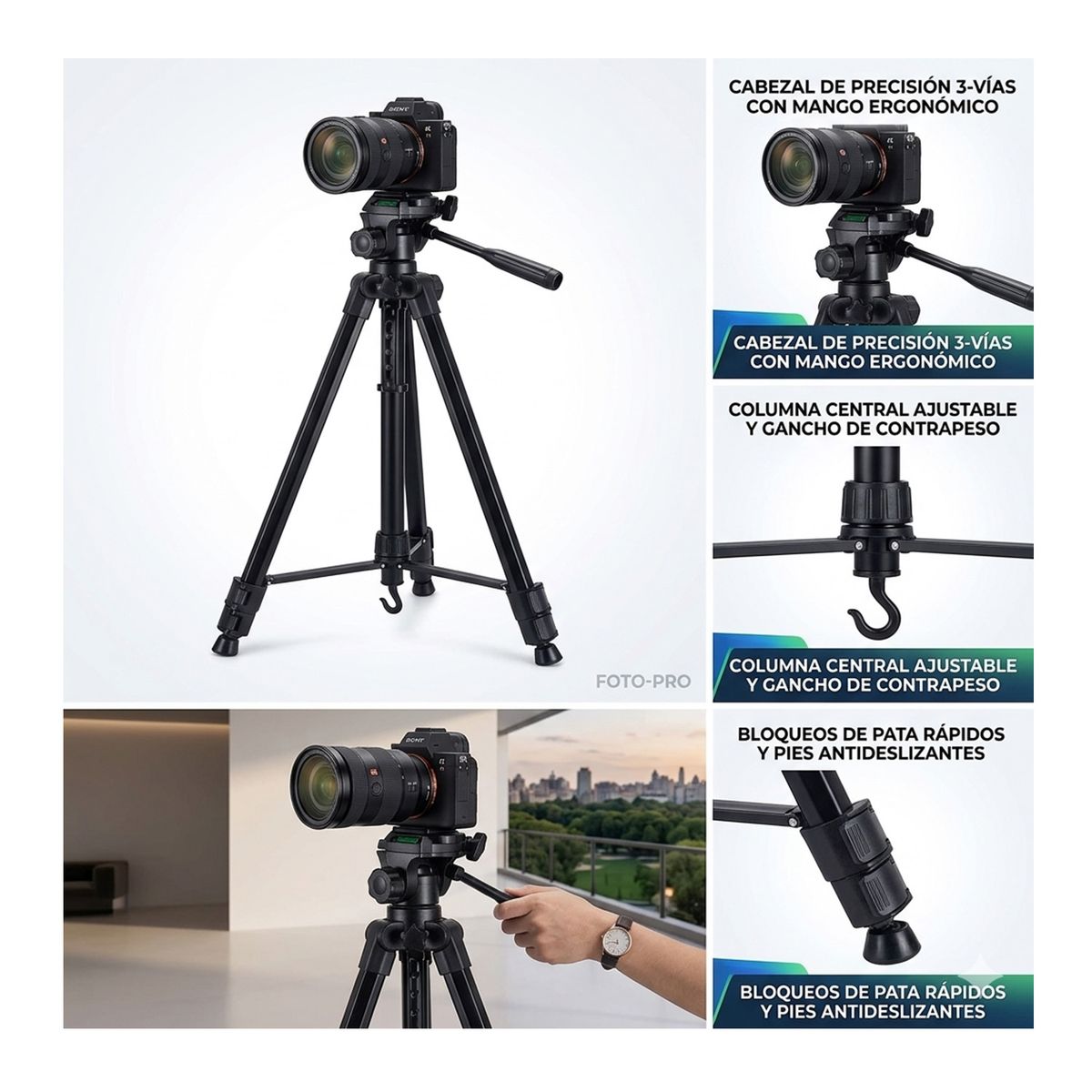 GENERICO - Tripode Plegable Profesional 170mm Con Bolso