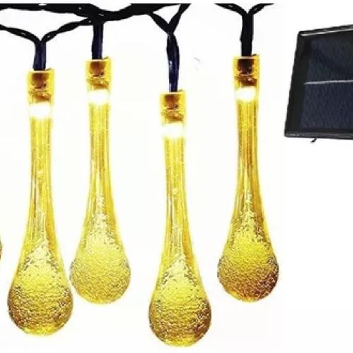 SHOP EHOME BAG - Pack 2 Guirnaldas Solar Gotas De Agua Cálidas 30 Luces Led 6.5 Metros