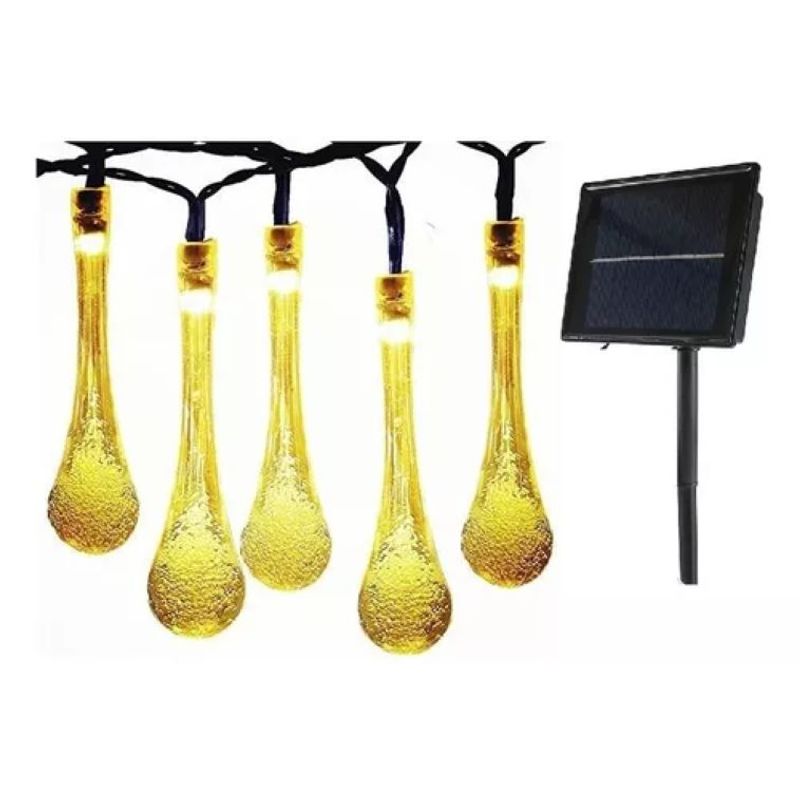 SHOP EHOME BAG - Pack 2 Guirnaldas Solar Gotas De Agua Cálidas 30 Luces Led 7 Metros