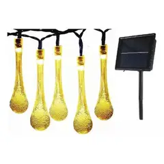 SHOP EHOME BAG - Pack 2 Guirnaldas Solar Gotas De Agua Cálidas 30 Luces Led 7 Metros