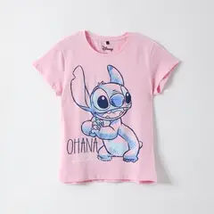 DISNEY - Polera Manga Corta Mujer Lilo & Stitch Rosado
