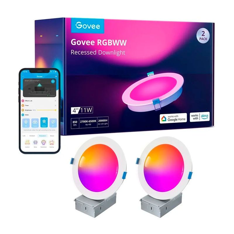 GOVEE - Set de 2x Luces LED Empotrables RGBWW 4 para Techo Govee