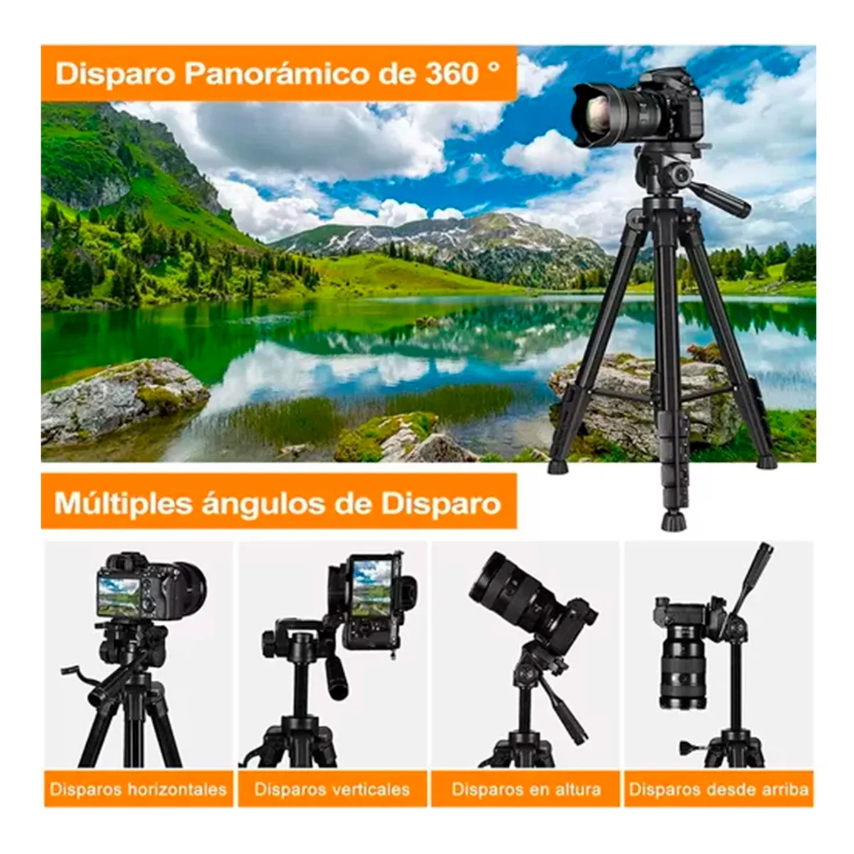 GENERICO - Trípode Portátil de Aluminio para Camara PRO 170 Cm