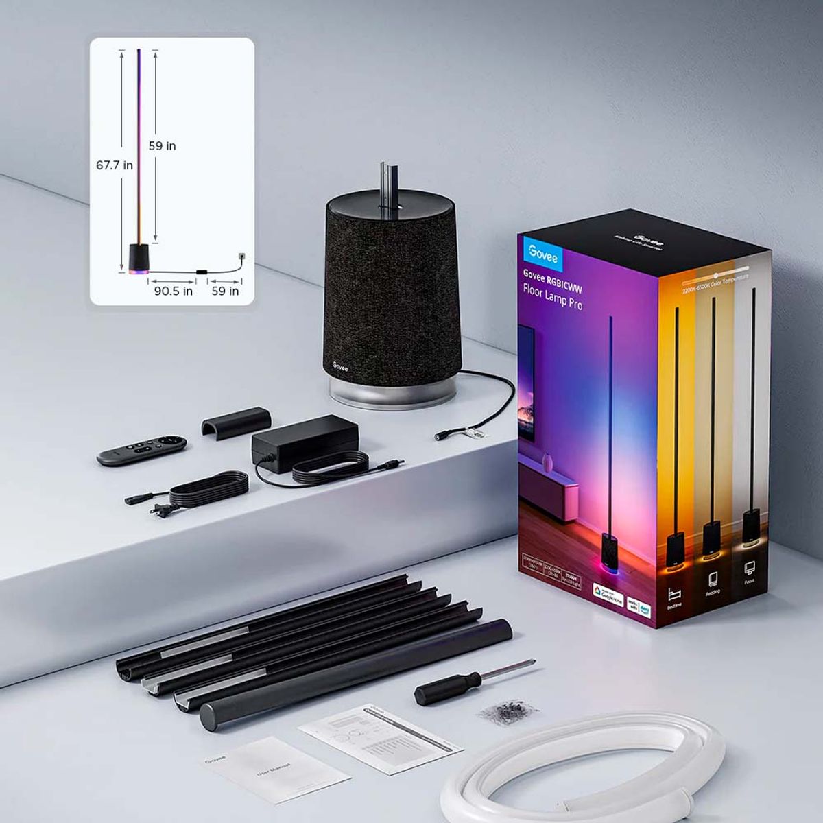 GOVEE - Lámpara de Píe Pro RGBICWW con Parlante Govee