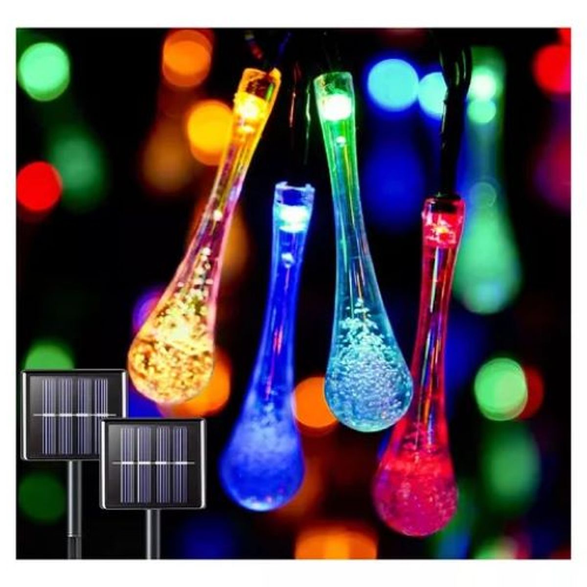 SHOP EHOME BAG - Guirnalda Solar Gotas De Agua Multicolor 30 Luces Led 6.5 Metros Navidad