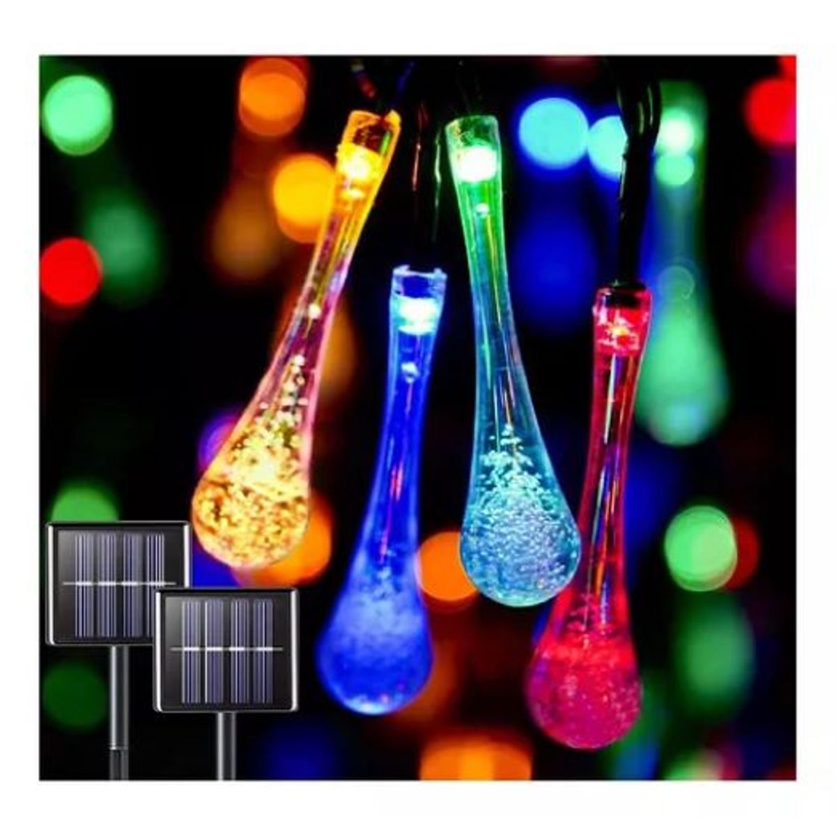 SHOP EHOME BAG - Guirnalda Solar Gotas De Agua Multicolor 30 Luces Led 6.5 Metros Navidad