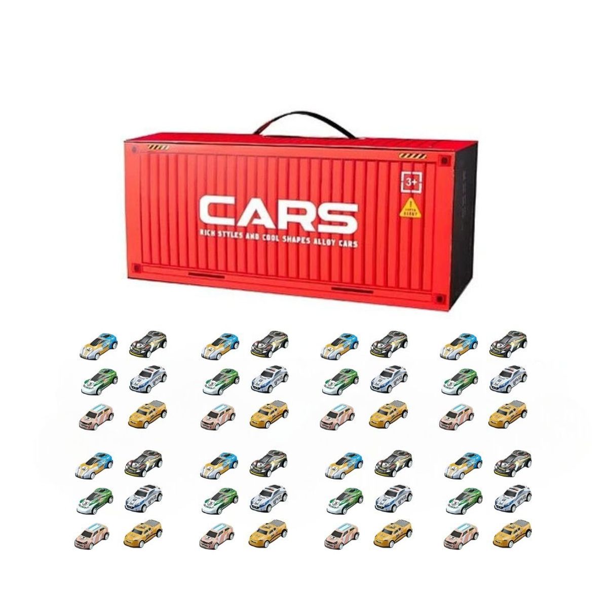 CRUSEC - Paquete 48 Autos Pequeños Con Container Para Niños