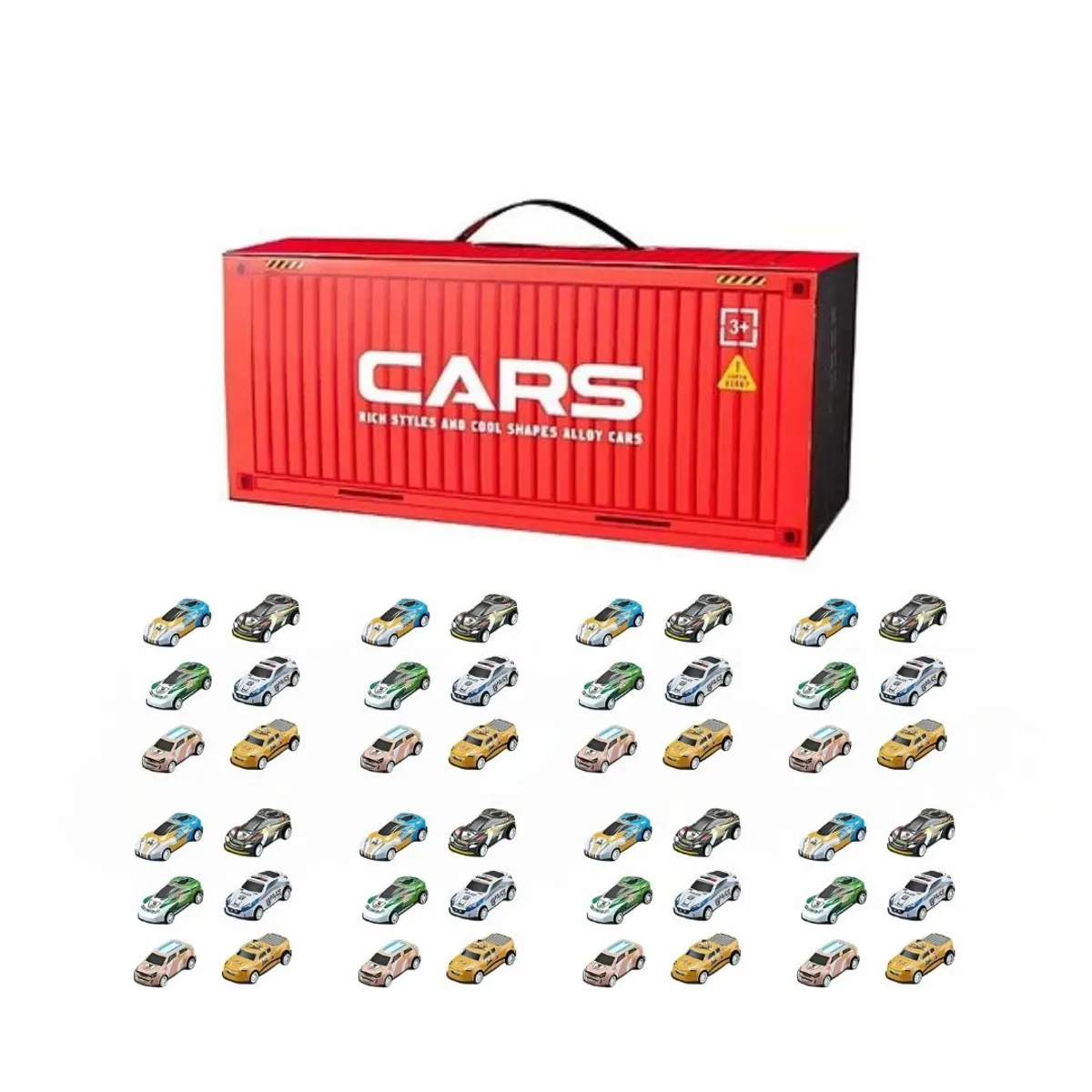 CRUSEC - Paquete 48 Autos Pequeños Con Container Para Niños