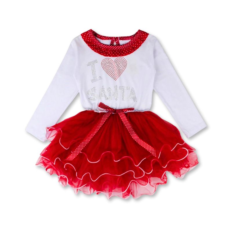 JUMP KIDS - Vestido Navidad para Niñas con Tul Manga Larga 2a6 años Dulce Navidad