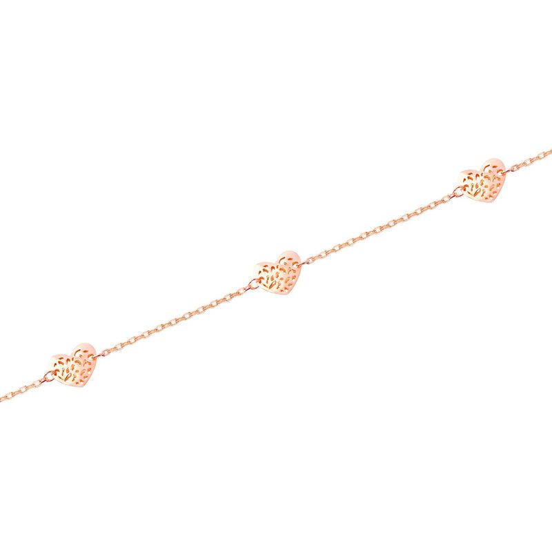 JB JOYAS BARON - Pulsera Oro Rosa 18kt Corazones Calados
