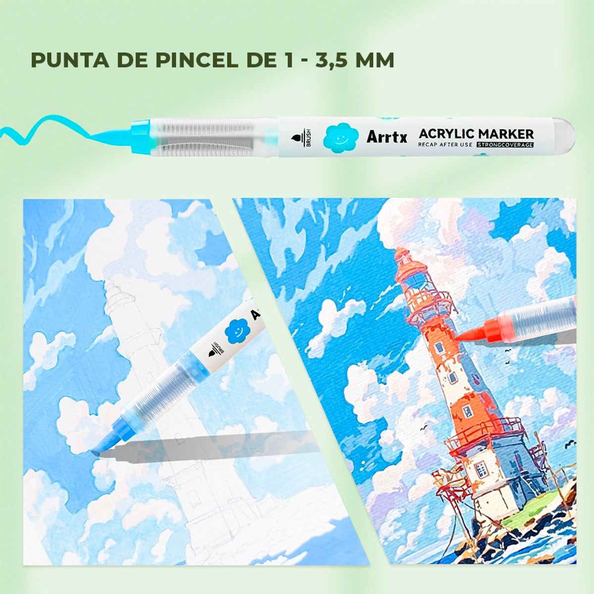 ARRTX - Arrtx Marcadores acrílicos de 36 colores (punta pincel)