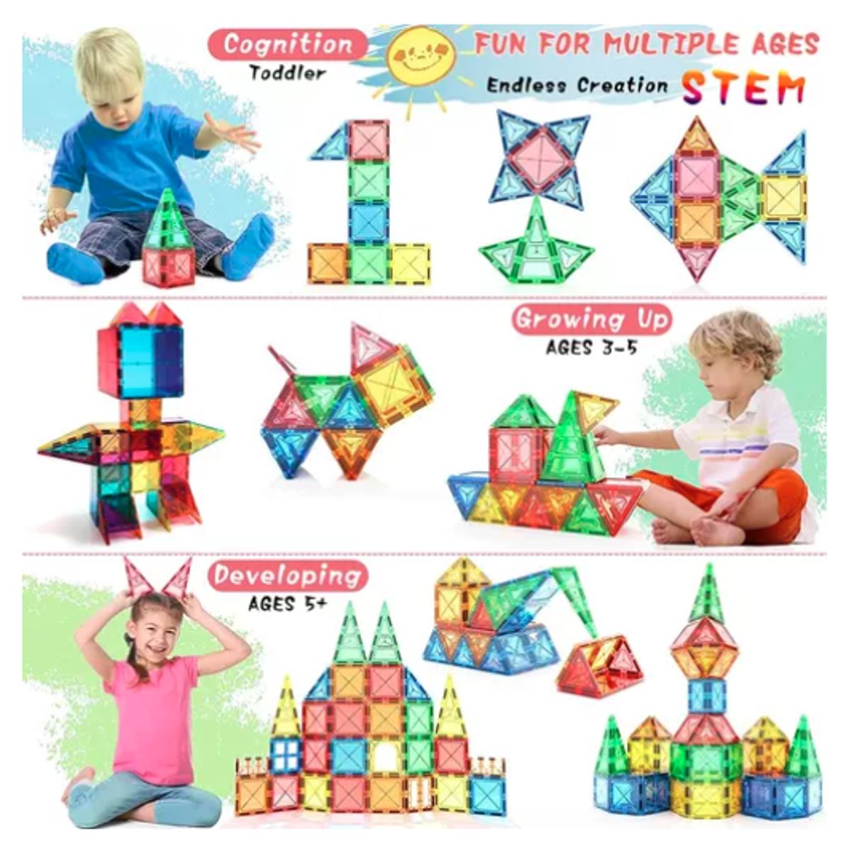 GENERICO - Bloques Magnéticos 22 Piezas Construcción Niños.