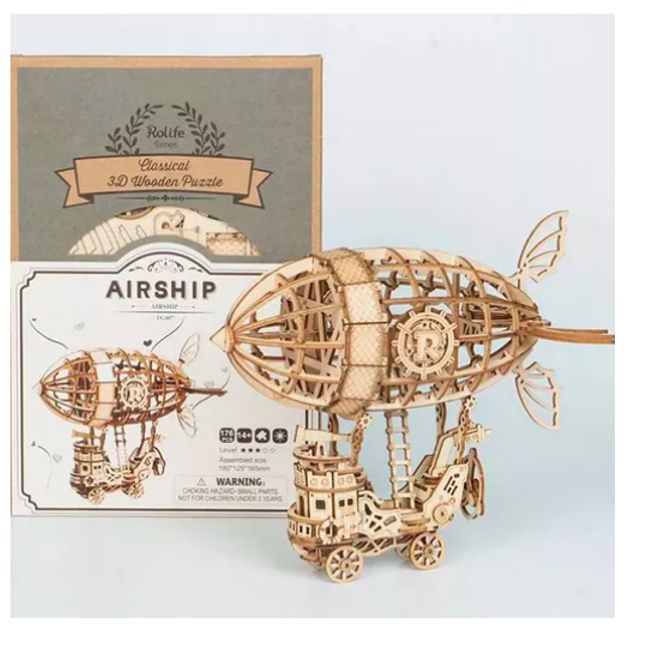 GENERICO - Dirigible Steampunk De Madera Rompecabeza Puzzle 3d Robotime