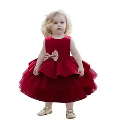 JUMP KIDS - Vestidos de Fiestas con Tul Volantes para Niñas 1a5 años Princesa Rubí