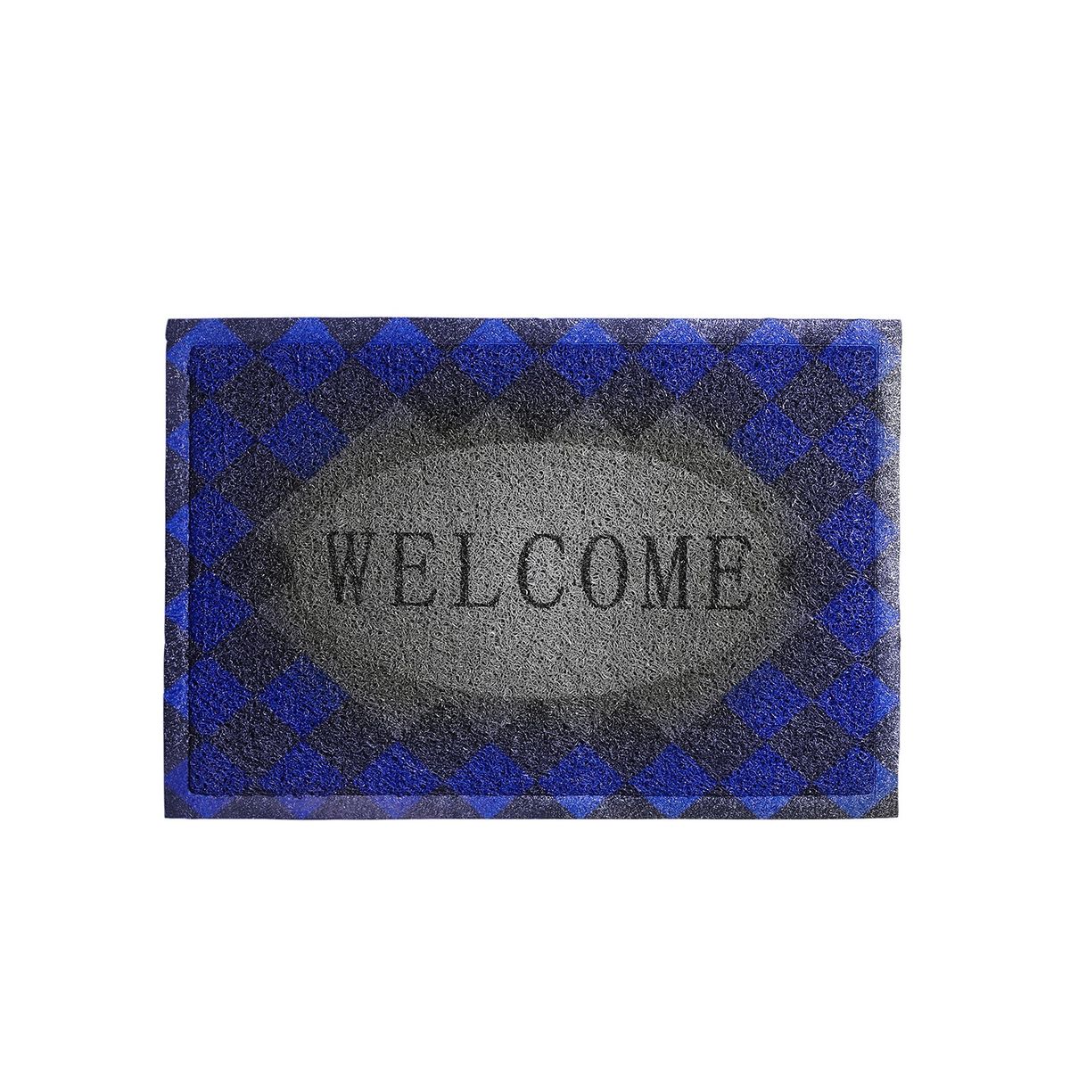 ARTHOME - LIMPIAPIES WELCOME CUADROS AZUL GRIS 60x40cm ARTHOME