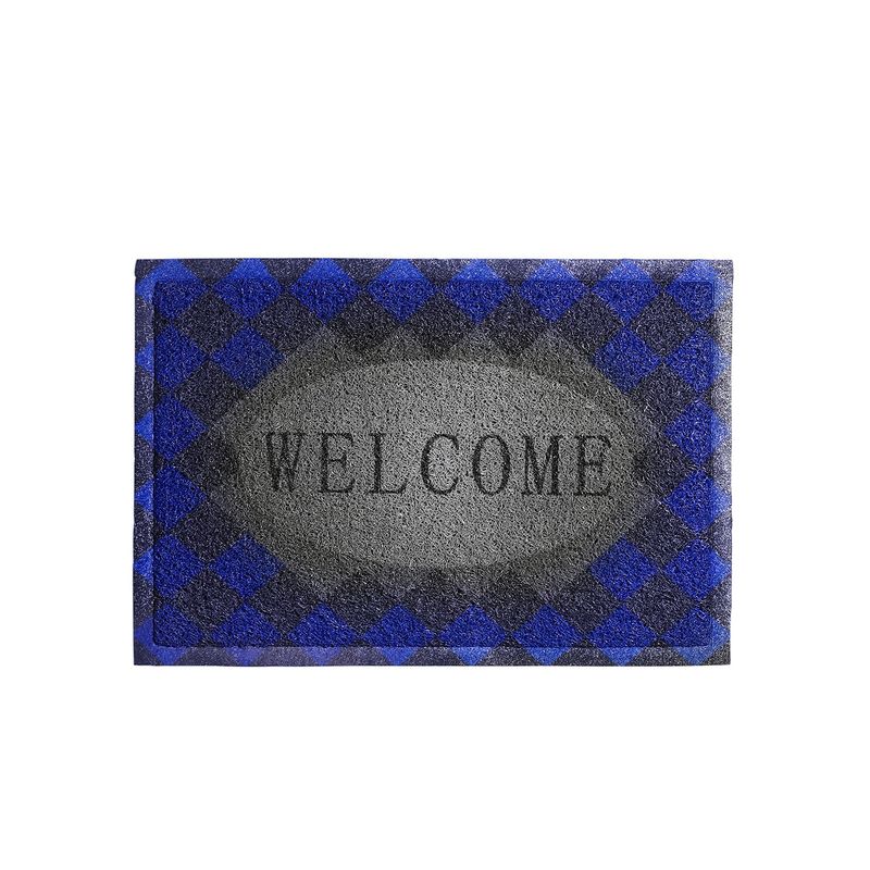 ARTHOME - LIMPIAPIES WELCOME CUADROS AZUL GRIS 60x40cm ARTHOME