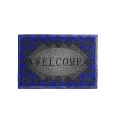 ARTHOME - LIMPIAPIES WELCOME CUADROS AZUL GRIS 60x40cm