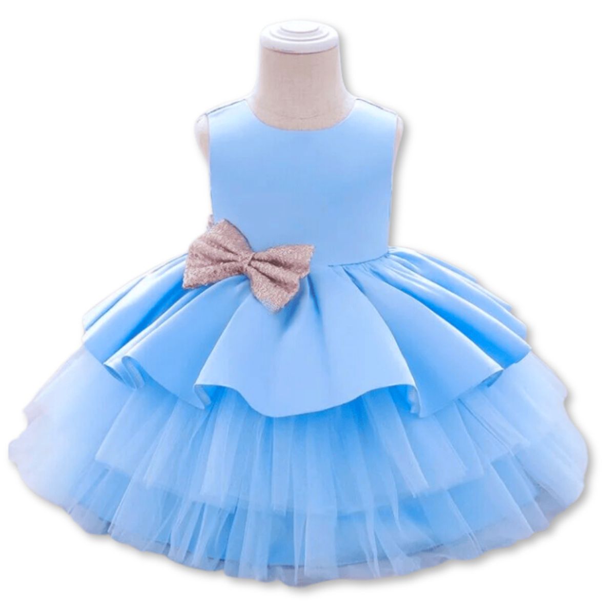 JUMP KIDS - Vestidos Fiesta Tul y Volantes Niña 6 Meses a 5 años Princesa Celeste