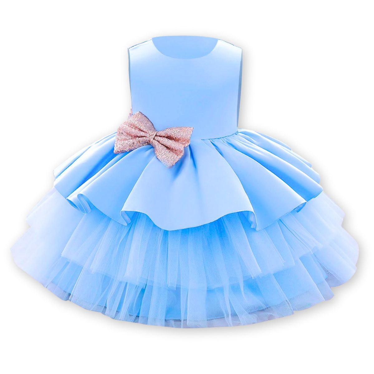 JUMP KIDS - Vestidos Fiesta Tul y Volantes Niña 6 Meses a 5 años Princesa Celeste