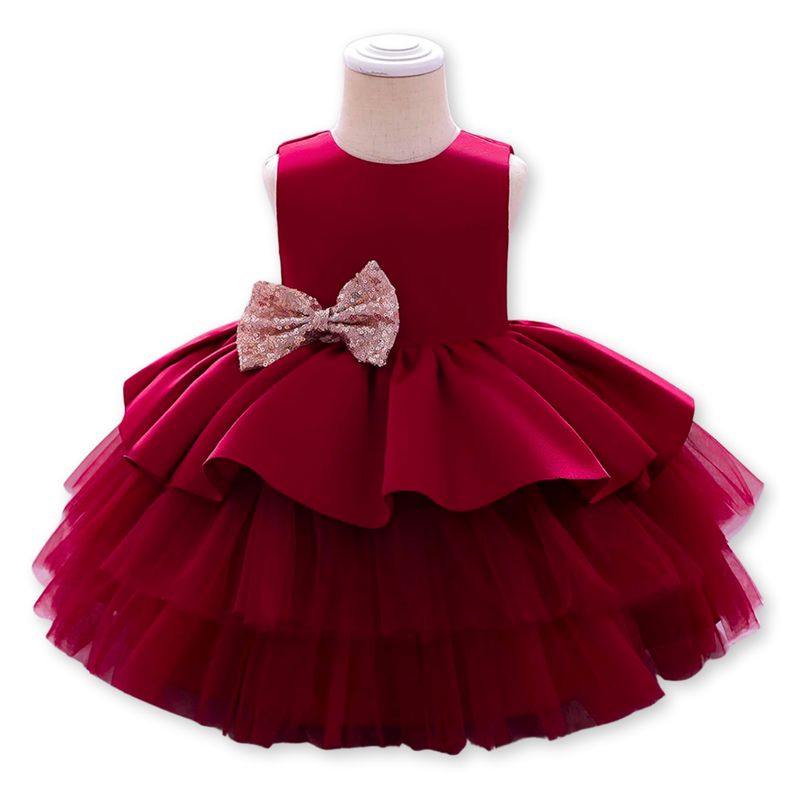 JUMP KIDS - Vestidos de Fiestas con Tul Volantes para Niñas 1a5 años Princesa Rubí