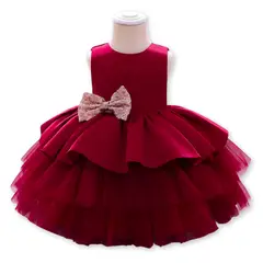 JUMP KIDS - Vestidos de Fiestas con Tul Volantes para Niñas 1a5 años Princesa Rubí
